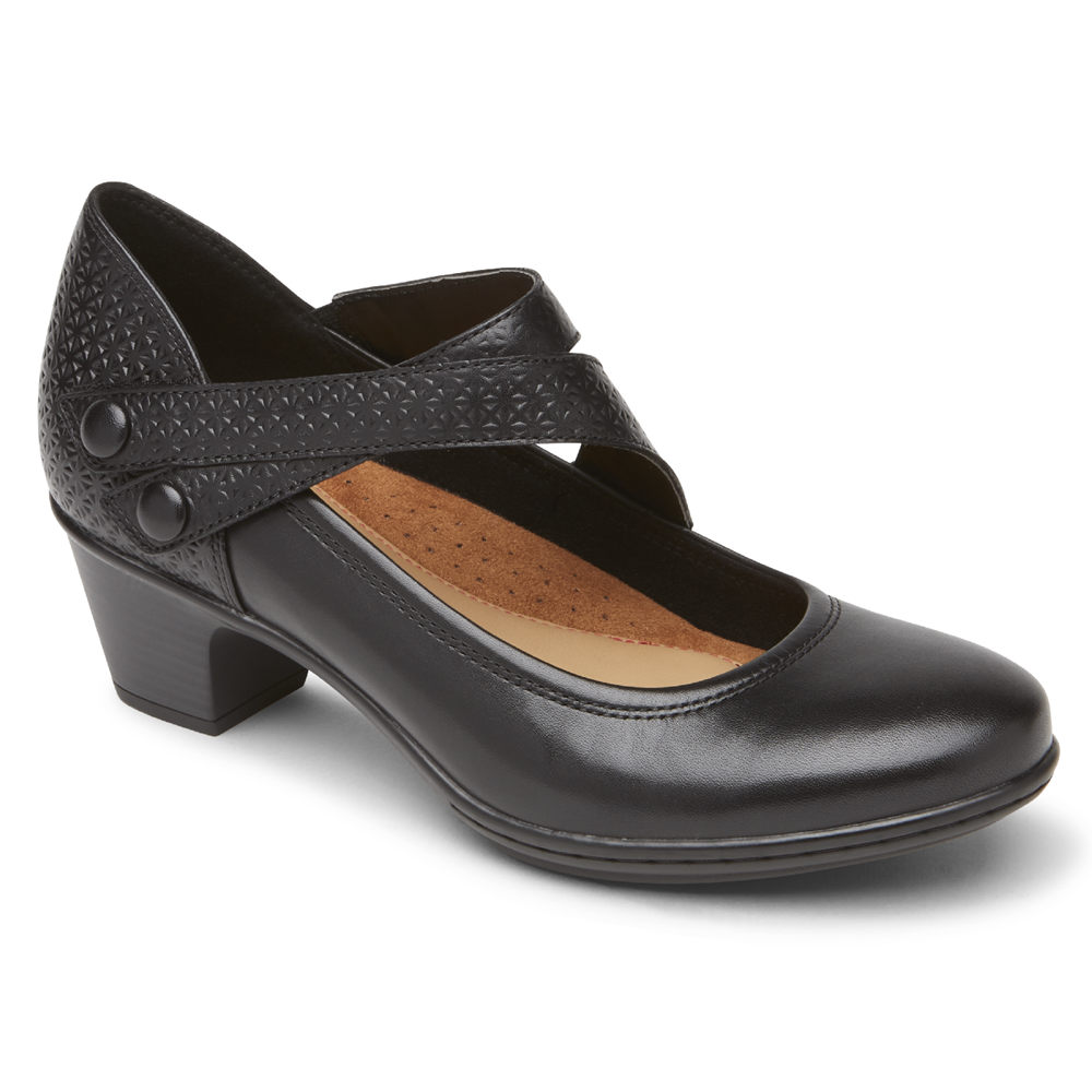 Rockport Womens Cobb Hill Kailyn Asymmetrical Mary Jane - Wedges Black - PMF236048